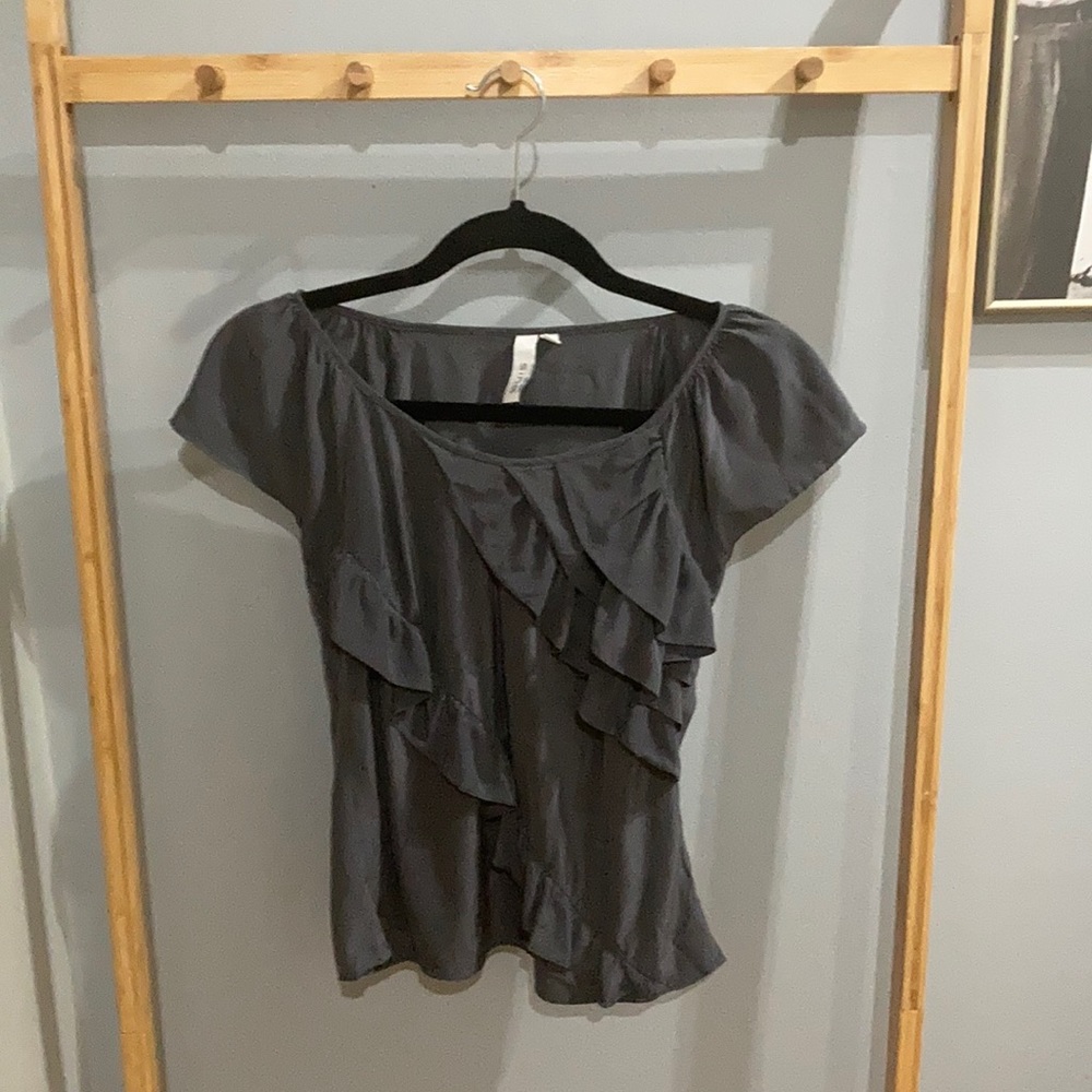 Anthropologie sine silk ruffle blouse.